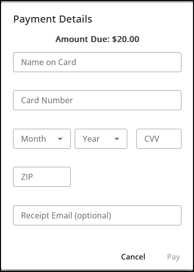 Enter card details to pay the amount due.